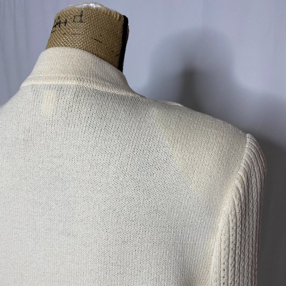 St. John Sport Ivory Black Embroidered Zip Up Wool Knit Jacket - Picture 8 of 10
